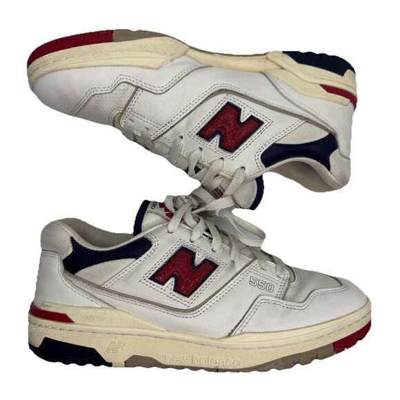 Authentic New Balance Aimé Leon Dore x 550 Red Navy Mens Shoes BB550A3 Size US 9 - Picture 4 of 9
